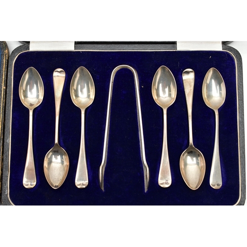 54 - THREE CASED SETS OF TEASPOONS AND COFFEE SPOONS, comprising a set of six Old English pattern coffee ... 