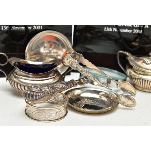 104 - FOUR CASED SET OF 20TH CENTURY SILVER TEA, COFFEE AND FRUIT SPOONS, comprising a set of twelve Georg... 