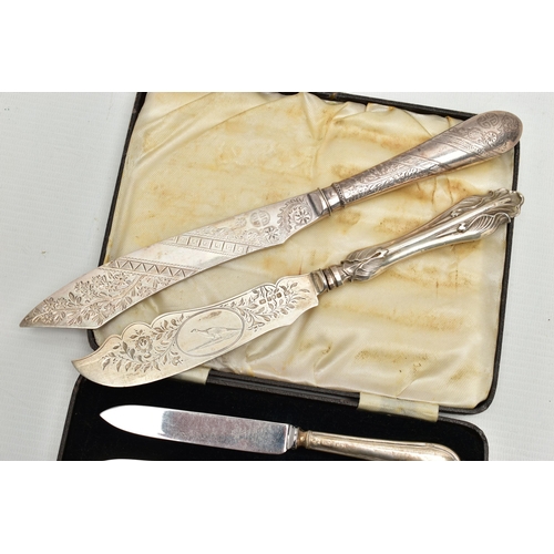 106 - A PARCEL OF 19TH AND 20TH CENTURY CASED AND LOOSE SILVER CUTLERY AND FLATWARE, comprising a set of s... 