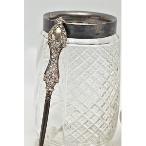 108 - AN ASSORTMENT OF SILVER ITEMS, to include a Edwardian glass vase fitted with a silver rim, hallmarke... 