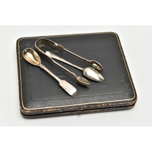 62 - A CASED SET OF SIX EDWARDIAN SILVER FIDDLE PATTERN TEASPOONS, engraved initial 'B', makers Elkington... 