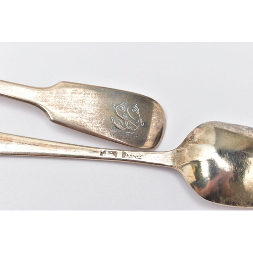 62 - A CASED SET OF SIX EDWARDIAN SILVER FIDDLE PATTERN TEASPOONS, engraved initial 'B', makers Elkington... 