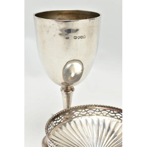 68 - A VICTORIAN SILVER TROPHY CUP AND A GEORGE VI SILVER PEDESTAL BONBON DISH, the trophy cup engraved '... 