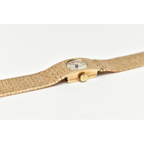 13 - A LADY'S 9CT GOLD 'TIARA' WRISTWATCH, manual wind, round silver dial signed 'Tiara, 17 jewels Incabl... 