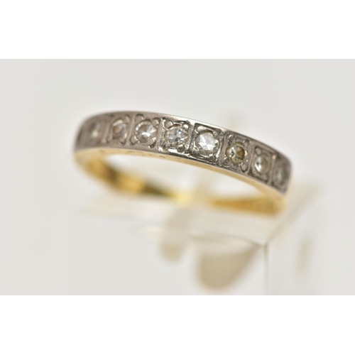 42 - A NINE STONE DIAMOND HALF ETERNITY RING, designed as a graduated line of brilliant cut diamonds in s... 