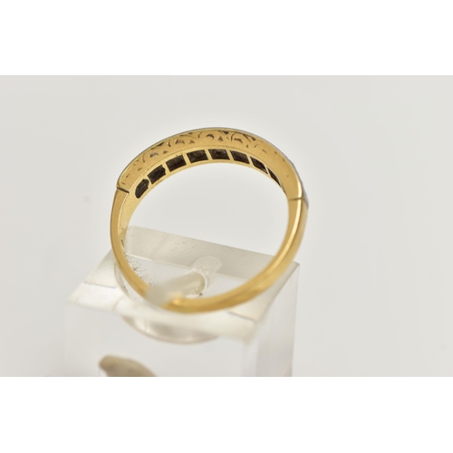 42 - A NINE STONE DIAMOND HALF ETERNITY RING, designed as a graduated line of brilliant cut diamonds in s... 