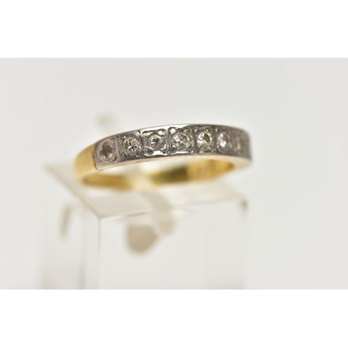 42 - A NINE STONE DIAMOND HALF ETERNITY RING, designed as a graduated line of brilliant cut diamonds in s... 