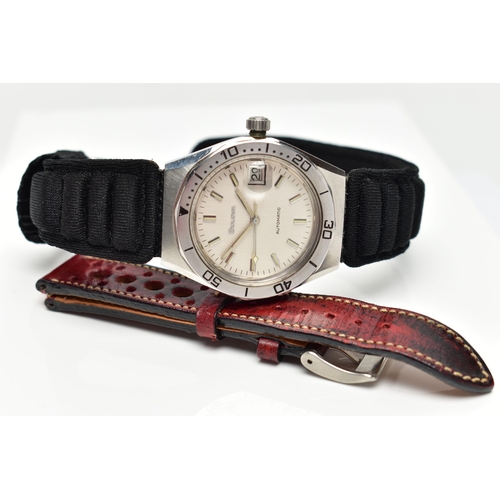 58 - A GENTS 'BULOVA, AUTOMATIC' WRISTWATCH, round silver dial signed 'Bulova', luminescent baton markers... 
