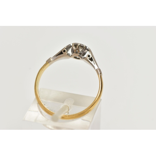 6 - AN 18CT GOLD, SINGLE STONE DIAMOND RING, a round brilliant cut diamond set in a white metal illusion... 