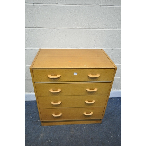 1207 - A G PLAN BRANDON OAK CHEST OF FOUR LONG DRAWERS, width 76cm x depth 49cm x height 85cm (condition:-s... 