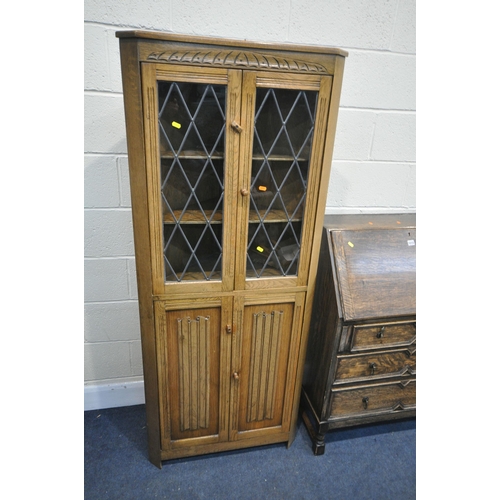 1215 - AN OAK DRESSER, with two drawers, width 126cm x depth 48cm x height 179cm (condition:-water stains) ... 