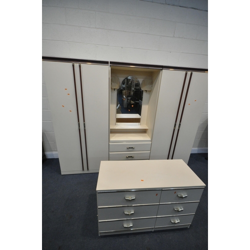 1223 - A WHITE FINISH BEDROOM FITMENT, and a matching chest of drawers (4)