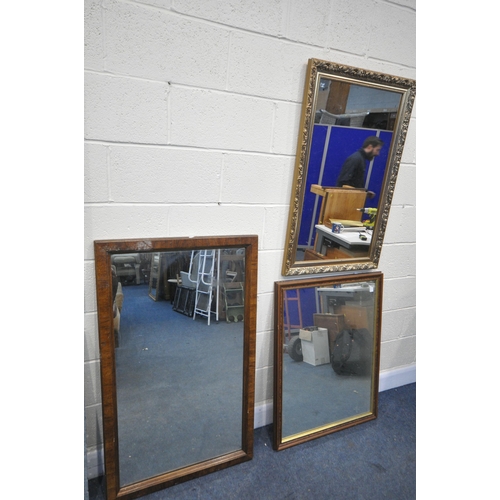 1283 - SIX VARIOUS WALL MIRRORS, of various sizes and materials, largest mirror size 114cm x 89cm (conditio... 