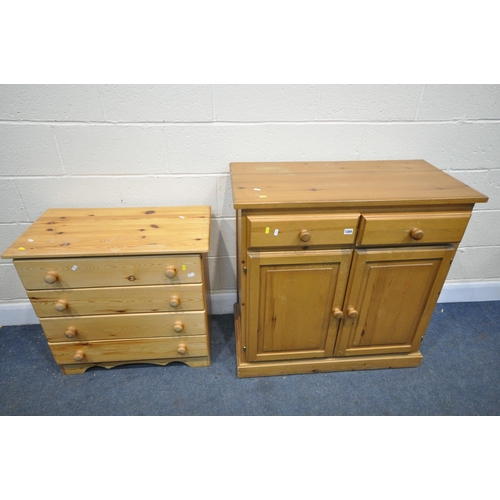 1284 - A MODERN PINE CABINET, with two drawers, and panelled cupboard doors, width 92cm x depth 45cm x heig... 