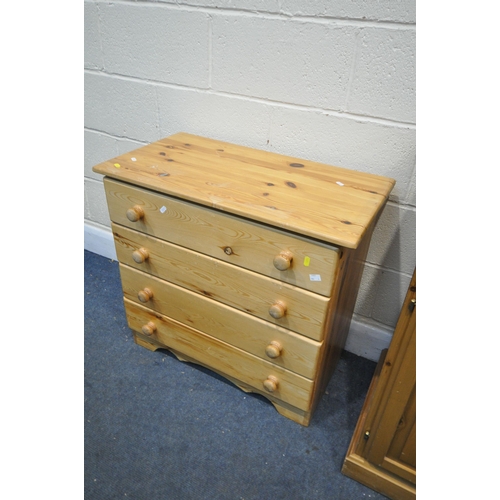 1284 - A MODERN PINE CABINET, with two drawers, and panelled cupboard doors, width 92cm x depth 45cm x heig... 