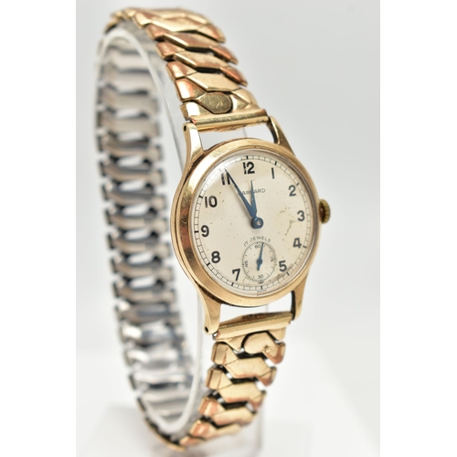 17 - A LADY'S AND A GENT'S GOLD WRISTWATCH, the first a gents manual wind, 'Garrad' watch, featuring a ro... 