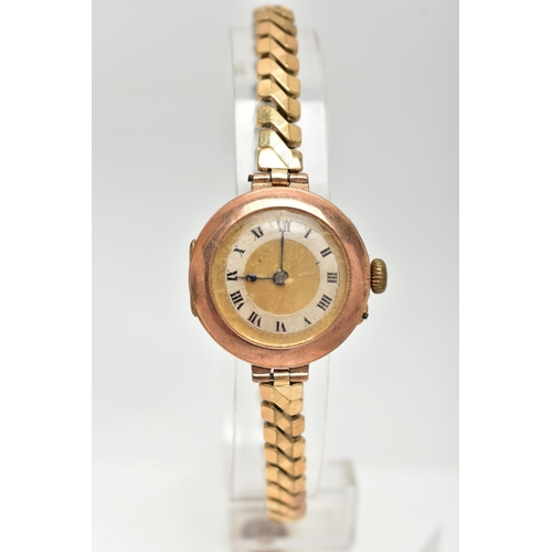 17 - A LADY'S AND A GENT'S GOLD WRISTWATCH, the first a gents manual wind, 'Garrad' watch, featuring a ro... 