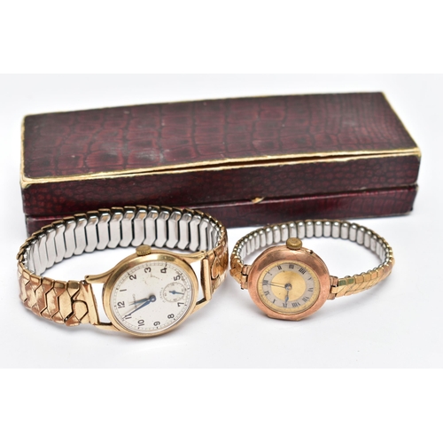 17 - A LADY'S AND A GENT'S GOLD WRISTWATCH, the first a gents manual wind, 'Garrad' watch, featuring a ro... 