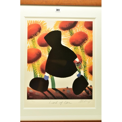 301 - MACKENZIE THORPE (BRITISH 1956) 'LAND OF LOVE', a signed limited edition print 788/850, a figure in ... 