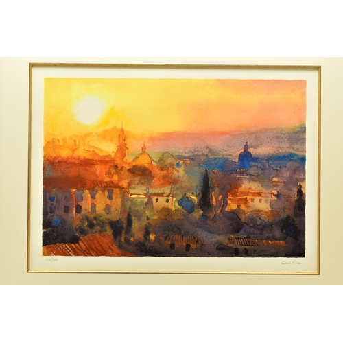 302 - CECIL RICE (BRITISH 1961) 'SUNSET, FLORENCE', a limited edition silkscreen print depicting a French ... 