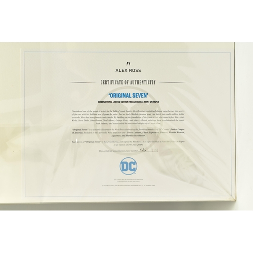 319 - ALEX ROSS FOR DC COMICS (AMERICAN CONTEMPORARY) 'ORIGINAL SEVEN', a signed limited edition print fea... 