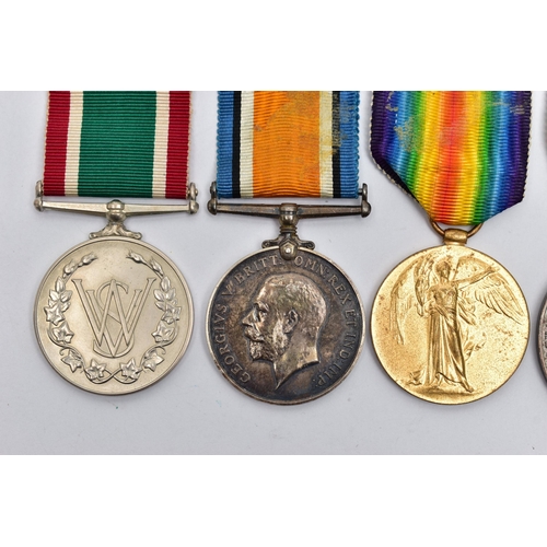 48 - FOUR MILITARY MEDALDS AND A WOMENS SERVICE MEDAL, to include a WWI Victory medal and war medal both ... 