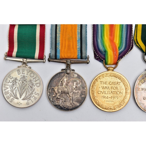 48 - FOUR MILITARY MEDALDS AND A WOMENS SERVICE MEDAL, to include a WWI Victory medal and war medal both ... 