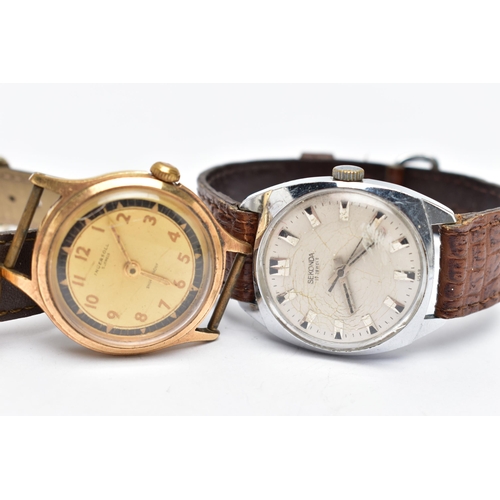 53 - THREE GENTS WRISTWATCHES, to include a manual wind 'Sekonda, 17 jewels', round white dial, silver ba... 