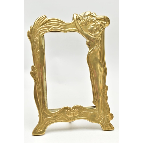 54 - TWO EARLY 20TH CENTURY BRASS FRAMES, art nouveau design brass frames, the first approximate height 2... 