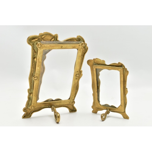 54 - TWO EARLY 20TH CENTURY BRASS FRAMES, art nouveau design brass frames, the first approximate height 2... 