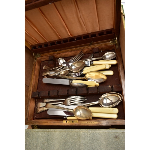 71 - A BOX OF ASSORTED CANTEENS AND CUTLERY, to include an incomplete canteen of cutlery, a cased three p... 