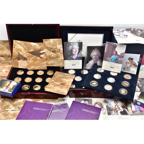 83 - A CARDBOARD BOX CONTAINING COINS AND COMMEMORATIVES, to include a Royal Mint cased set of 17 x Silve... 