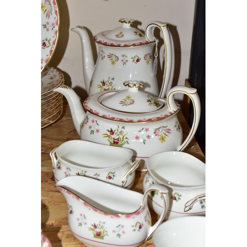 323 - A FIFTY ONE PIECE WEDGWOOD 'BIANCA' R4499 PART DINNER SERVICE, printed 'Williamsburg Commemorative W... 