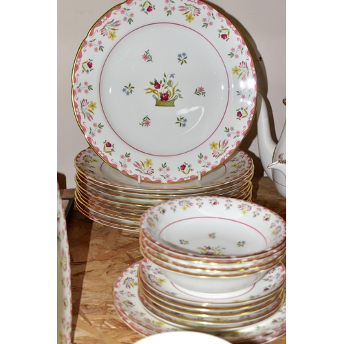 323 - A FIFTY ONE PIECE WEDGWOOD 'BIANCA' R4499 PART DINNER SERVICE, printed 'Williamsburg Commemorative W... 