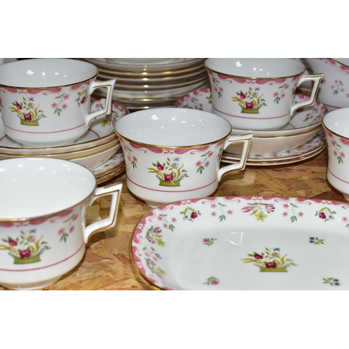 323 - A FIFTY ONE PIECE WEDGWOOD 'BIANCA' R4499 PART DINNER SERVICE, printed 'Williamsburg Commemorative W... 