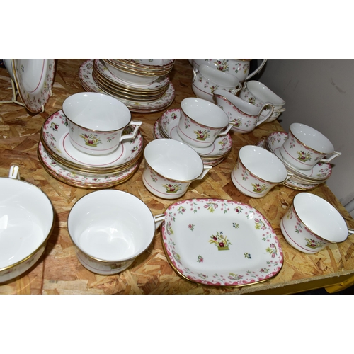 323 - A FIFTY ONE PIECE WEDGWOOD 'BIANCA' R4499 PART DINNER SERVICE, printed 'Williamsburg Commemorative W... 