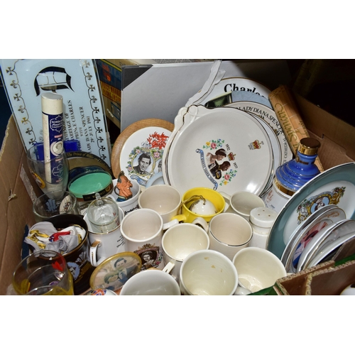 329 - ROYAL EPHEMERA & CERAMICS, three boxes containing a collection of Royal commemorative ceramic plates... 