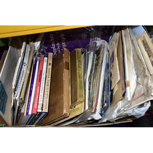 329 - ROYAL EPHEMERA & CERAMICS, three boxes containing a collection of Royal commemorative ceramic plates... 