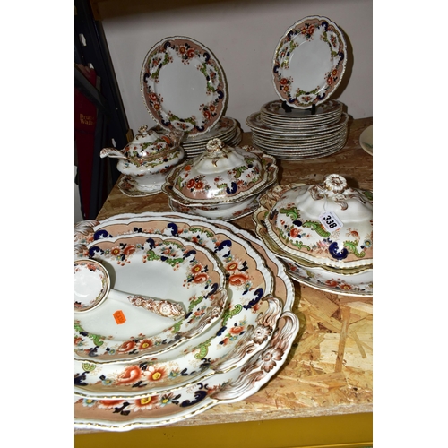 338 - A ROYAL MADDOCK & SONS LTD 'BOMBAY' PATTERN DINNERWARES, comprising two large meat plates, an oval p... 