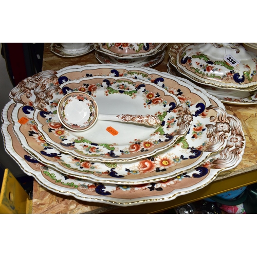 338 - A ROYAL MADDOCK & SONS LTD 'BOMBAY' PATTERN DINNERWARES, comprising two large meat plates, an oval p... 