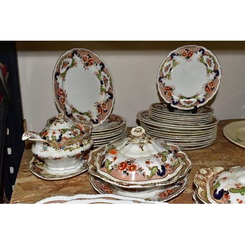 338 - A ROYAL MADDOCK & SONS LTD 'BOMBAY' PATTERN DINNERWARES, comprising two large meat plates, an oval p... 