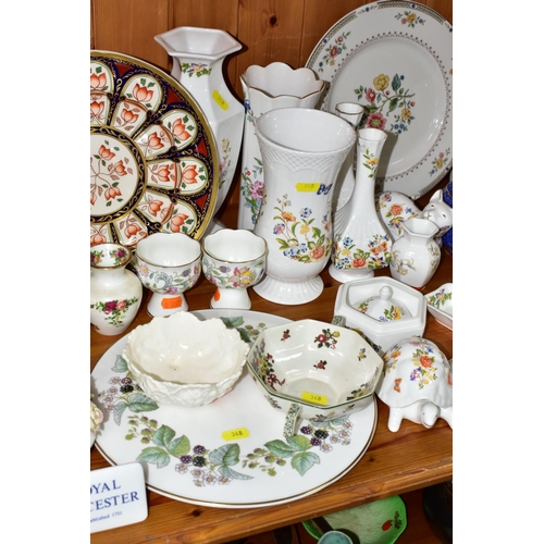 348 - A COLLECTION OF NAMED CERAMICS, comprising Aynsley 'Cottage Garden' pattern giftware and five vases,... 