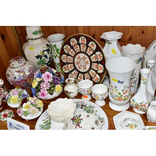 348 - A COLLECTION OF NAMED CERAMICS, comprising Aynsley 'Cottage Garden' pattern giftware and five vases,... 