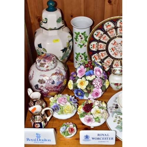 348 - A COLLECTION OF NAMED CERAMICS, comprising Aynsley 'Cottage Garden' pattern giftware and five vases,... 