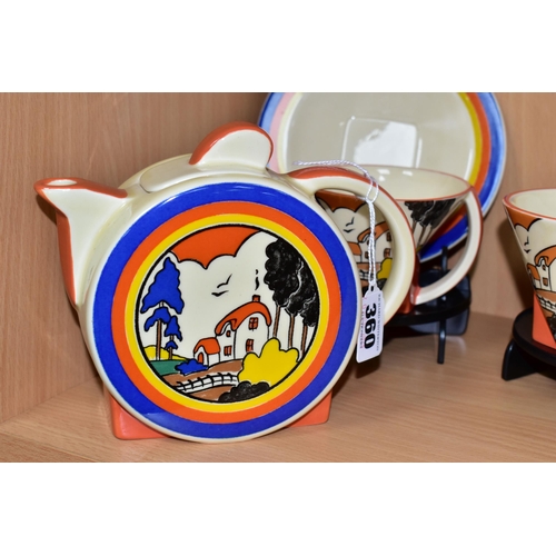 360 - A MOORLAND POTTERY CHELSEA WORKS TEA SET, in the style of Clarice Cliff, comprising a teapot, a cove... 