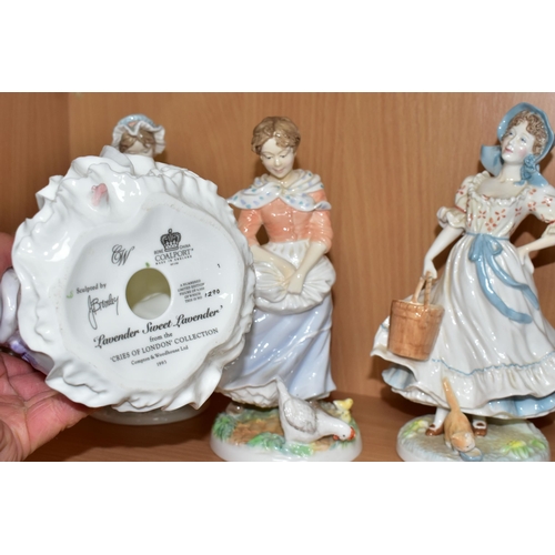 365 - FOUR COALPORT AND ROYAL WORCESTER FIGURINES, comprising Coalport for Compton & Woodhouse 'Lavender S... 