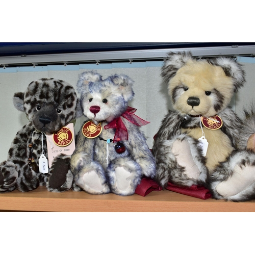 369 - FOUR CHARLIE BEARS TEDDY BEARS,comprising Puddifoot CB114797 limited edition 2430/3000, Laura CB1046... 