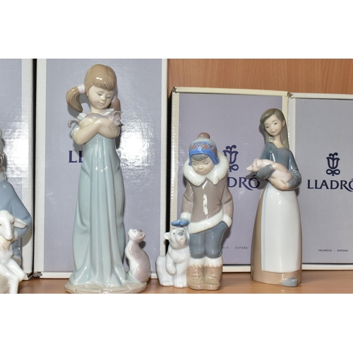 374 - SIX LLADRO FIGURINES,  five of which are boxed,  comprising Cindy 5646, sculptor Juan Huerta,  issue... 