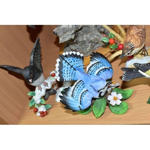 375 - A COLLECTION OF MAINLY PORCELAIN BIRD ORNAMENTS,  to include Lenox Hummingbird, and European Robin  ... 