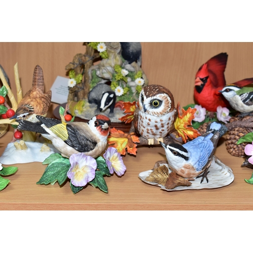 375 - A COLLECTION OF MAINLY PORCELAIN BIRD ORNAMENTS,  to include Lenox Hummingbird, and European Robin  ... 